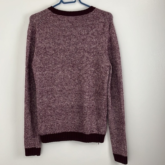 Frank & Oak Burgundy Two-Tone Cotton-Wool Blend Sweater - Picture 7 of 9